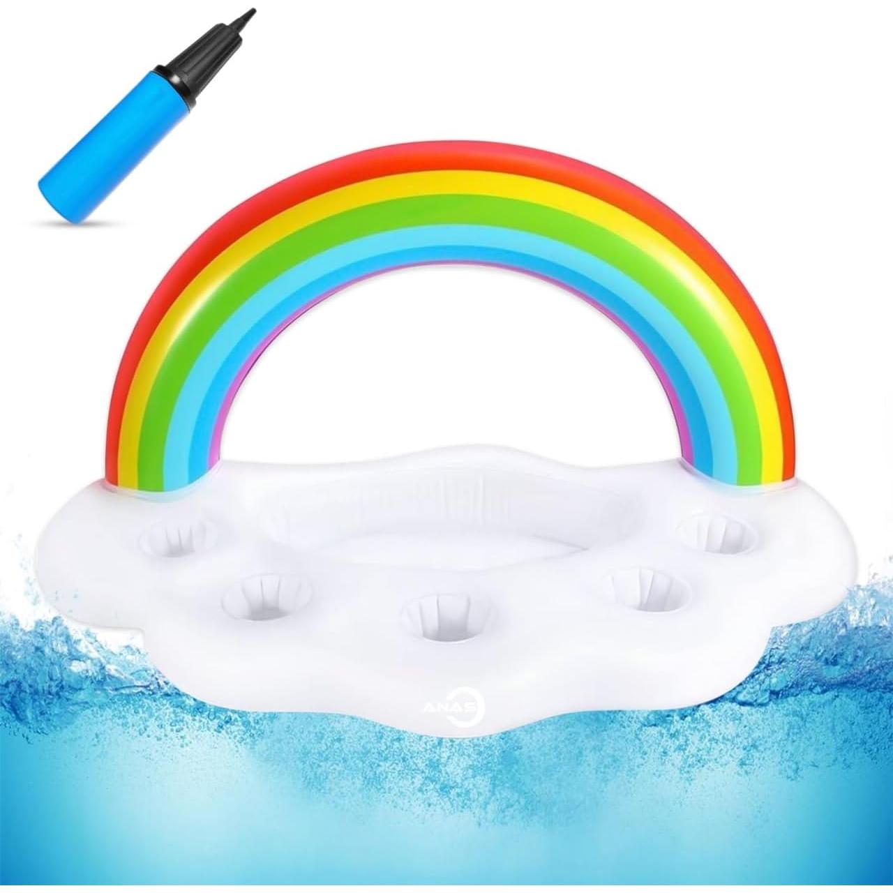 Portavasos Inflable Flotante Anas - Nube Arcoíris 91.44x55.88 cm