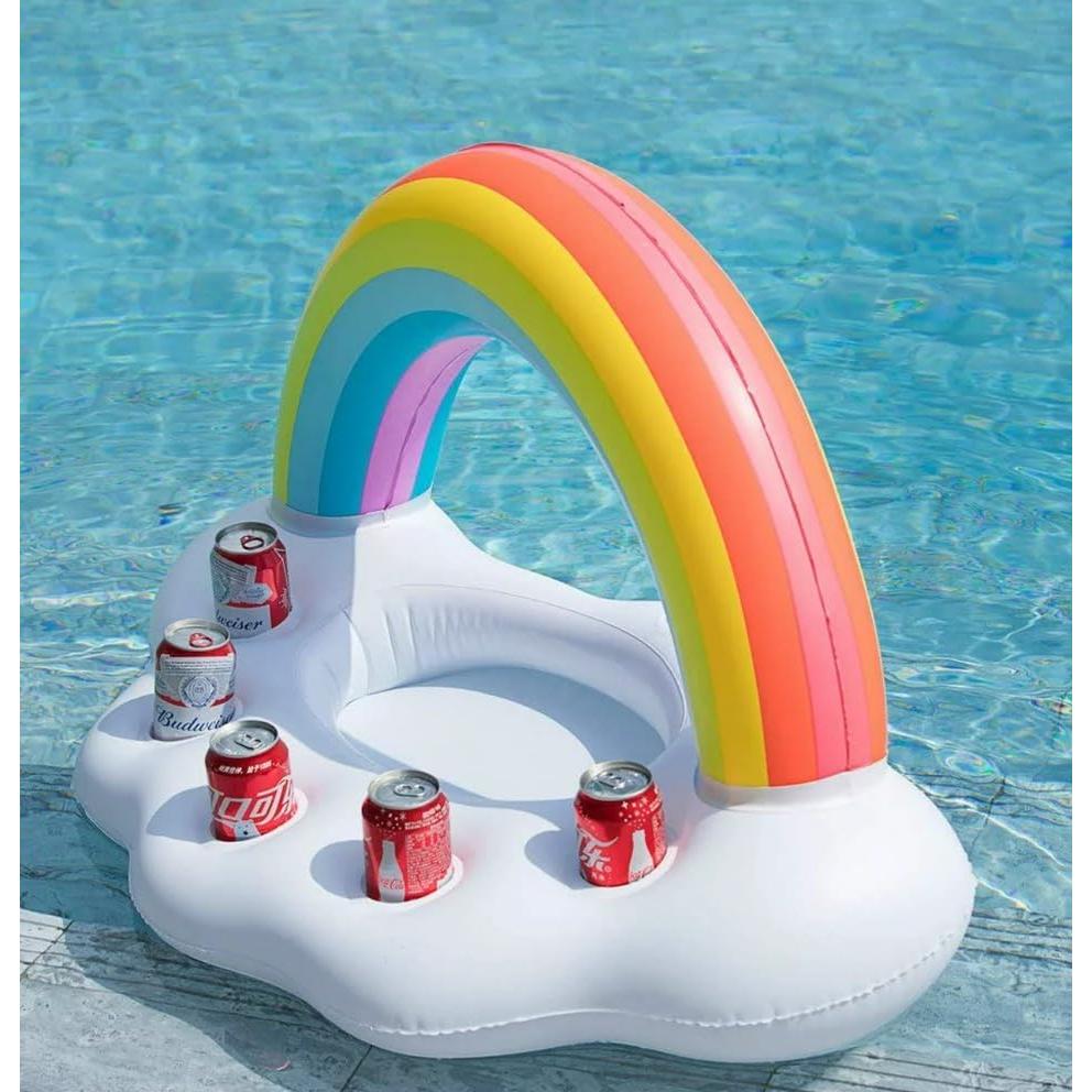 Portavasos Inflable Flotante Anas - Nube Arcoíris 91.44x55.88 cm