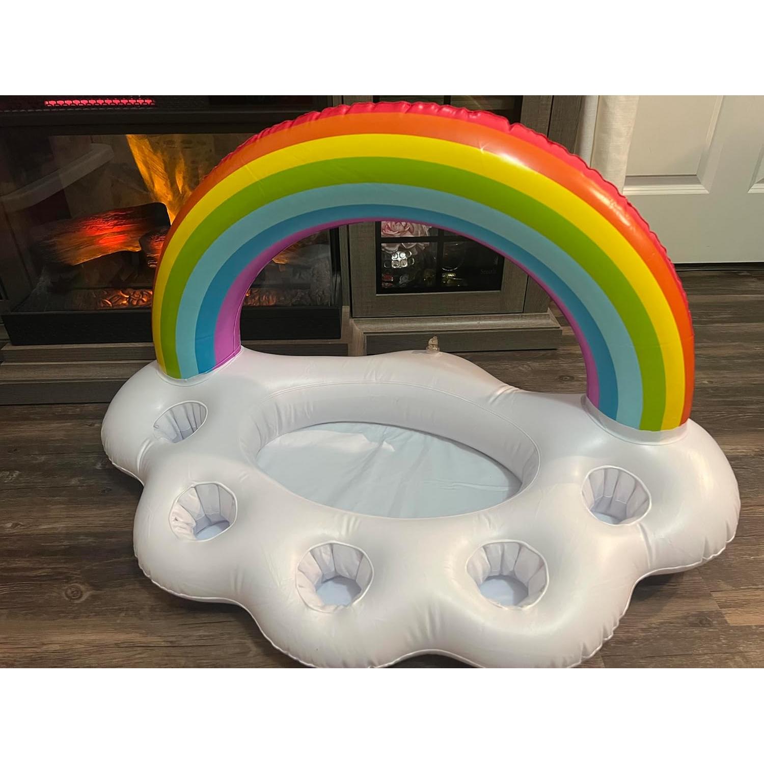 Portavasos Inflable Flotante Anas - Nube Arcoíris 91.44x55.88 cm