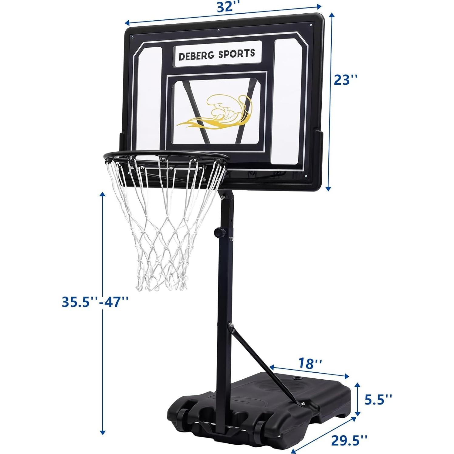 Aro de Baloncesto Portátil DEBERG para Piscina Ajustable 0.91-1.22m