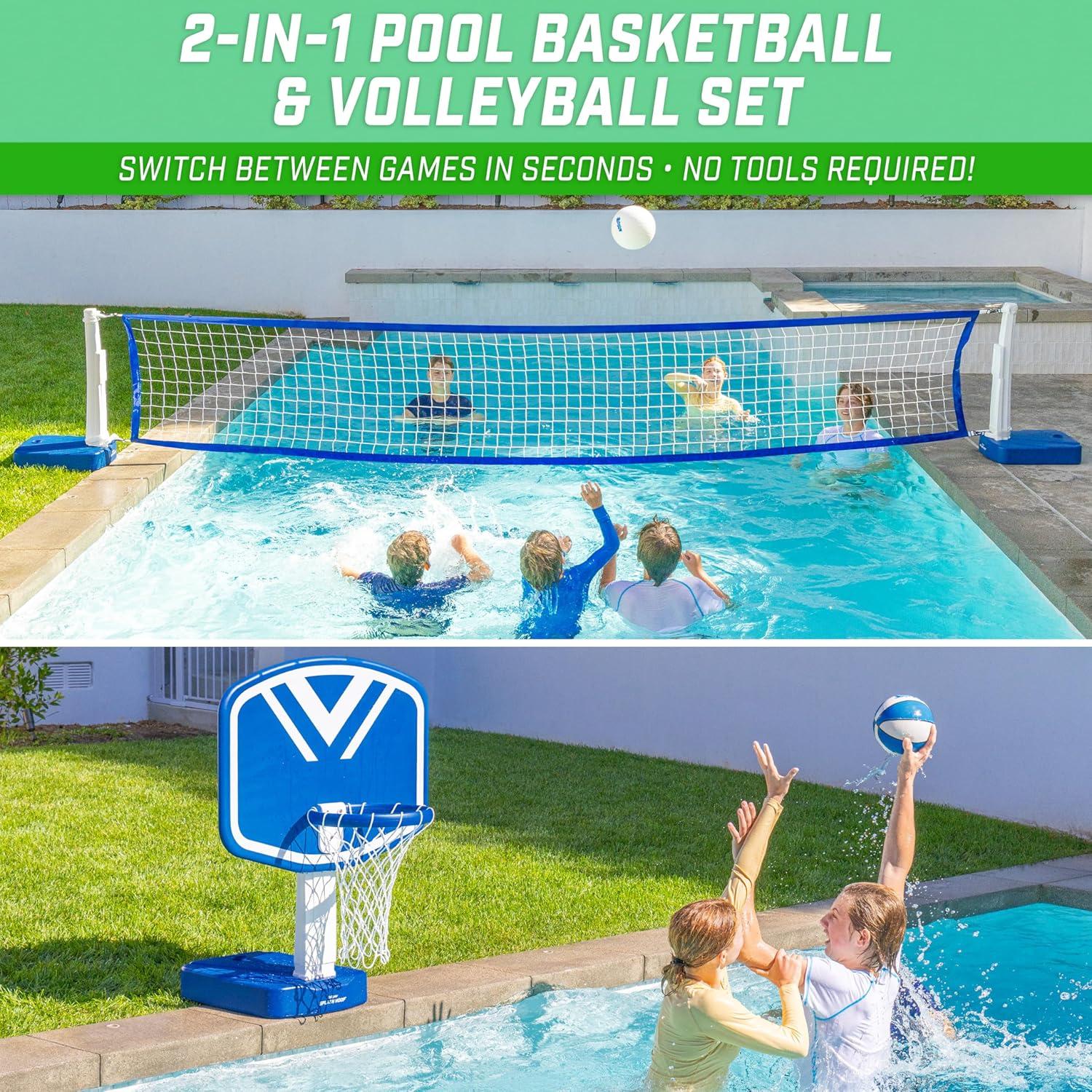 GoSports Splash Hoop 2-en-1 Baloncesto y Voleibol Piscina