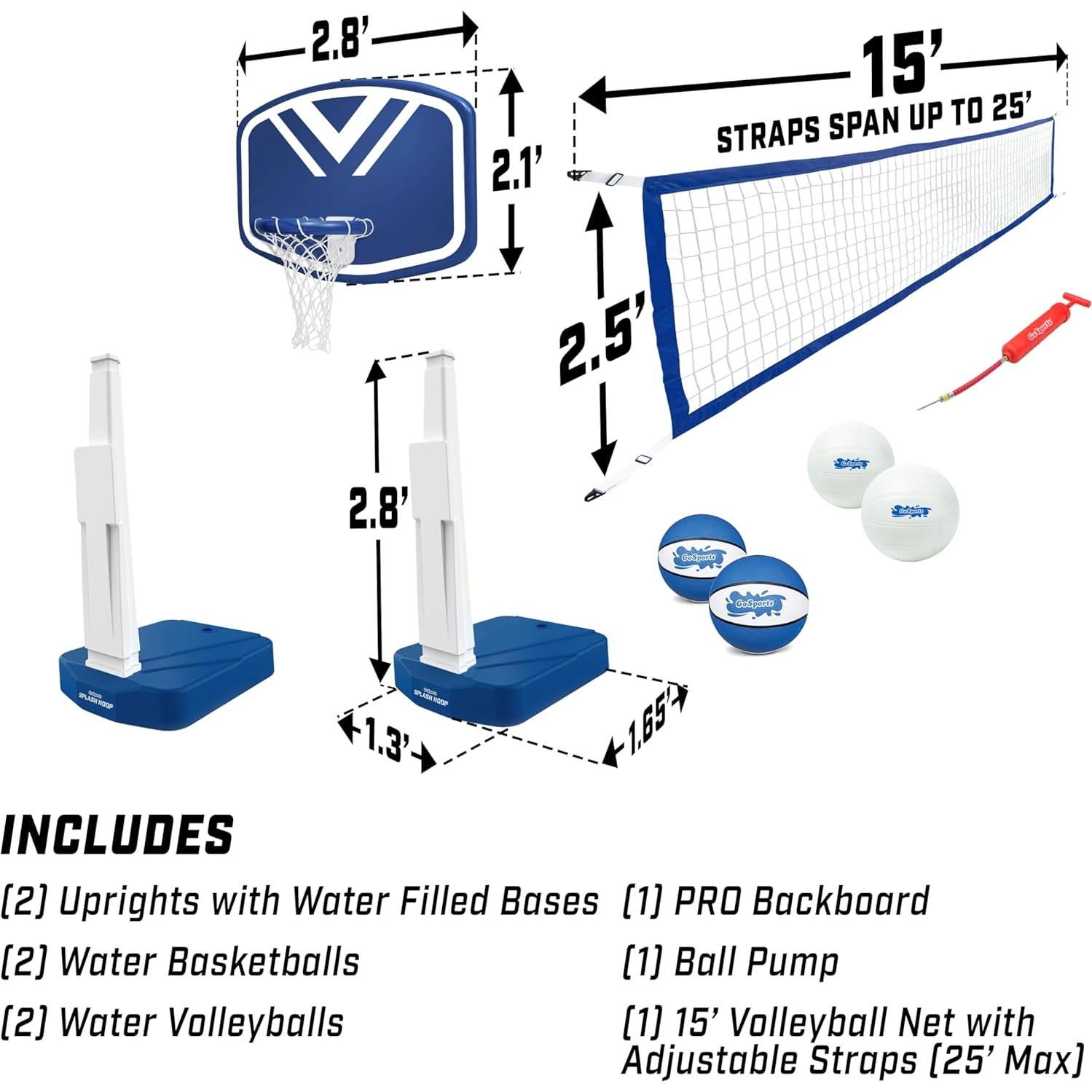 GoSports Splash Hoop 2-en-1 Baloncesto y Voleibol Piscina