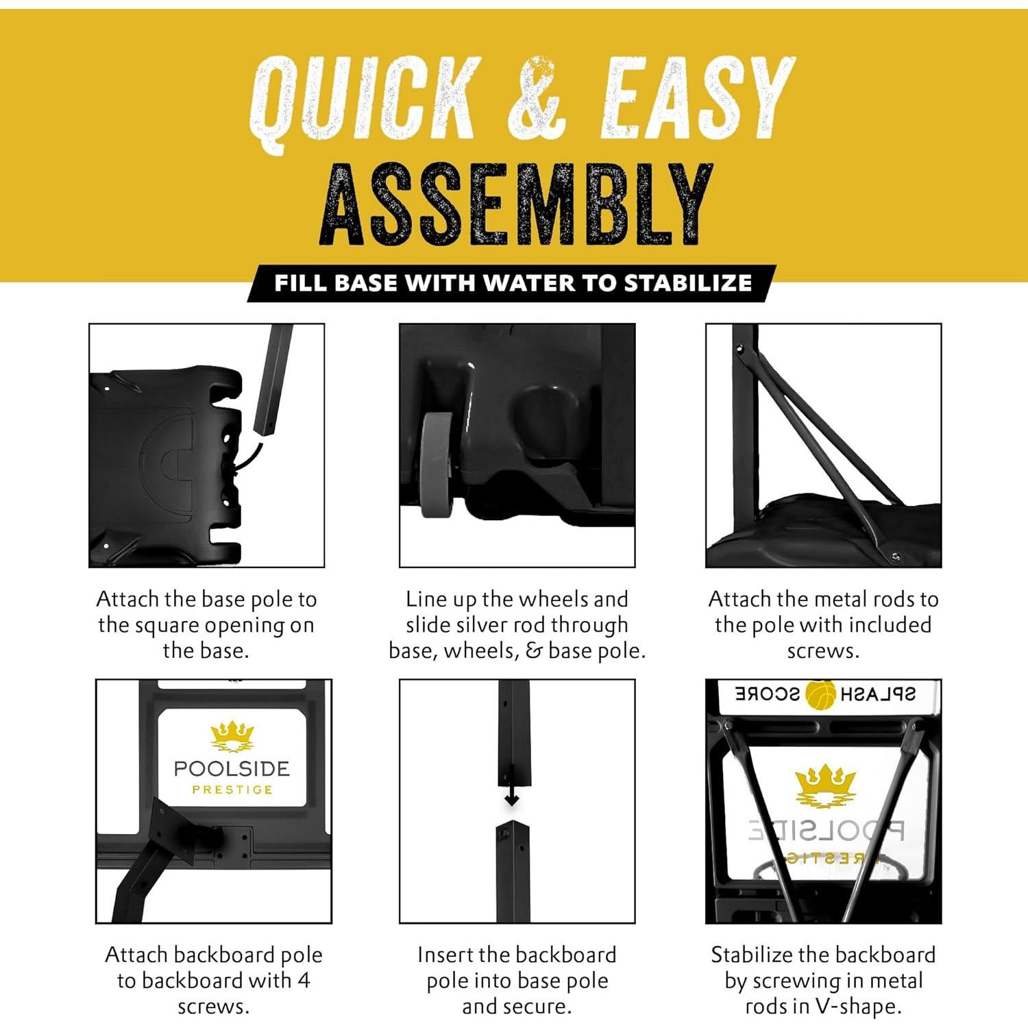 Aro de Baloncesto Ajustable POOLSIDE PRESTIGE para Piscina 89-122 cm