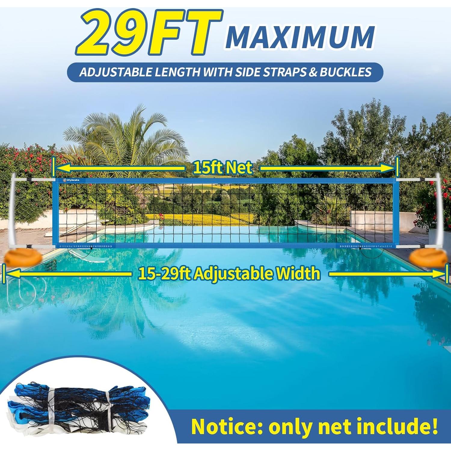 Red de Voleibol de Piscina Olybeaka 4.57m Reforzada Anti-UV