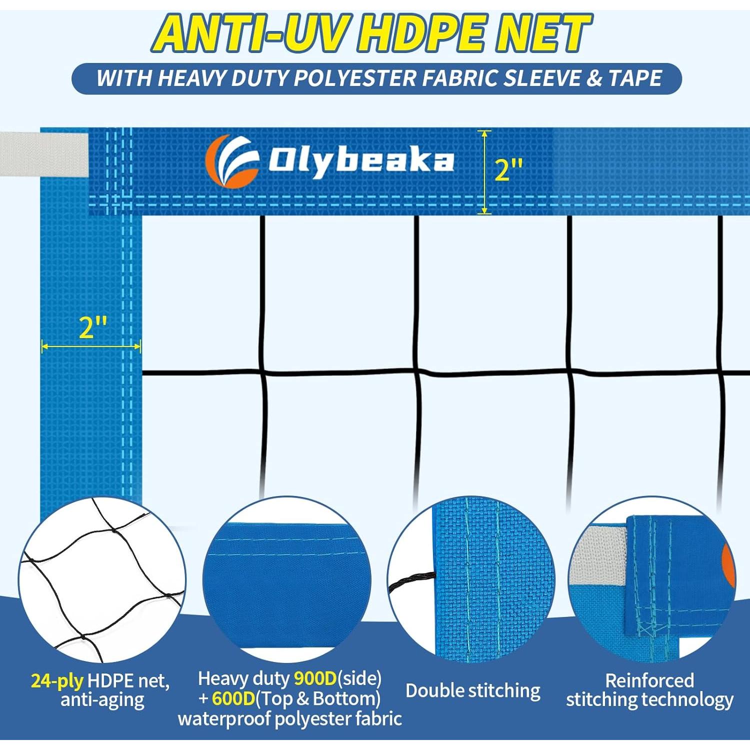 Red de Voleibol de Piscina Olybeaka 4.57m Reforzada Anti-UV