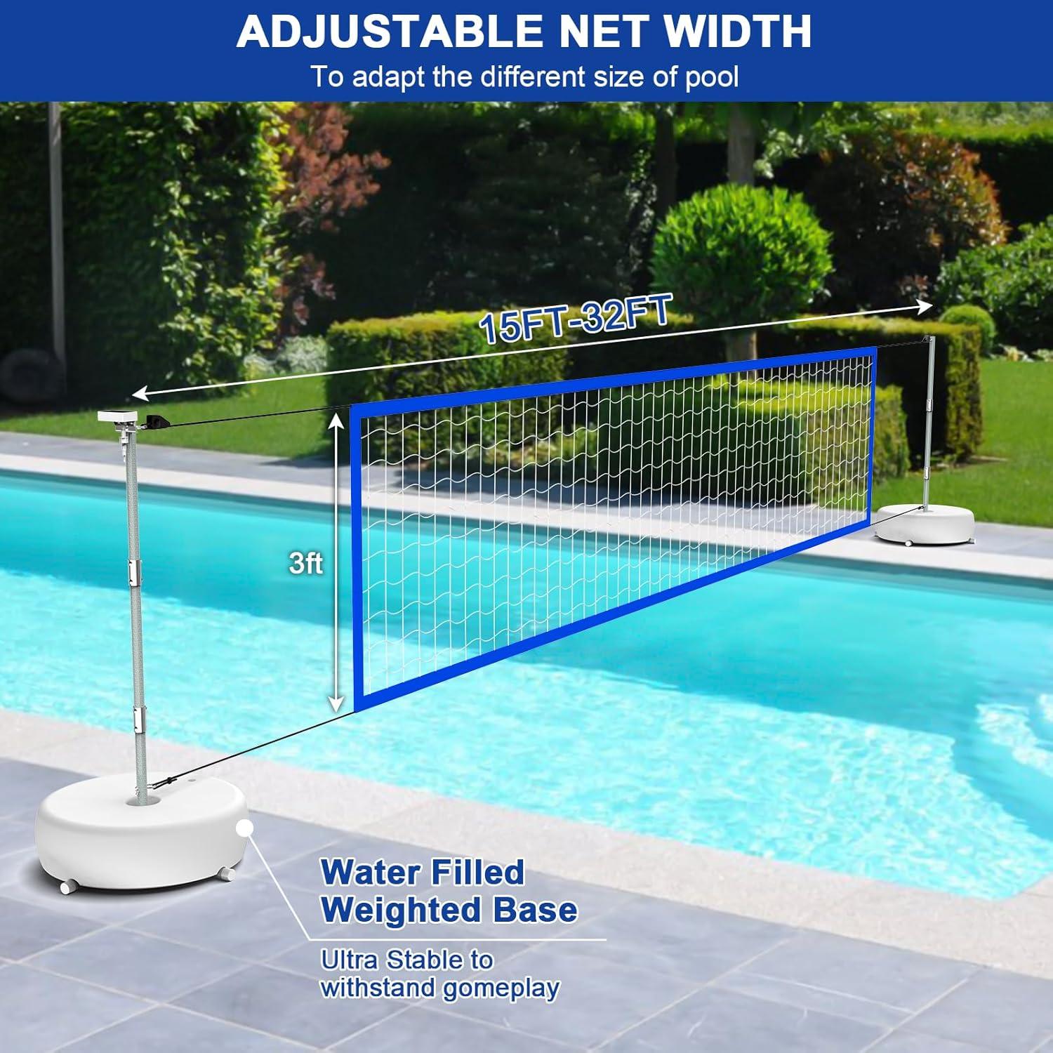 Juego de Red de Voleibol de Piscina Solar con Luces LED 4.57m-9.75m