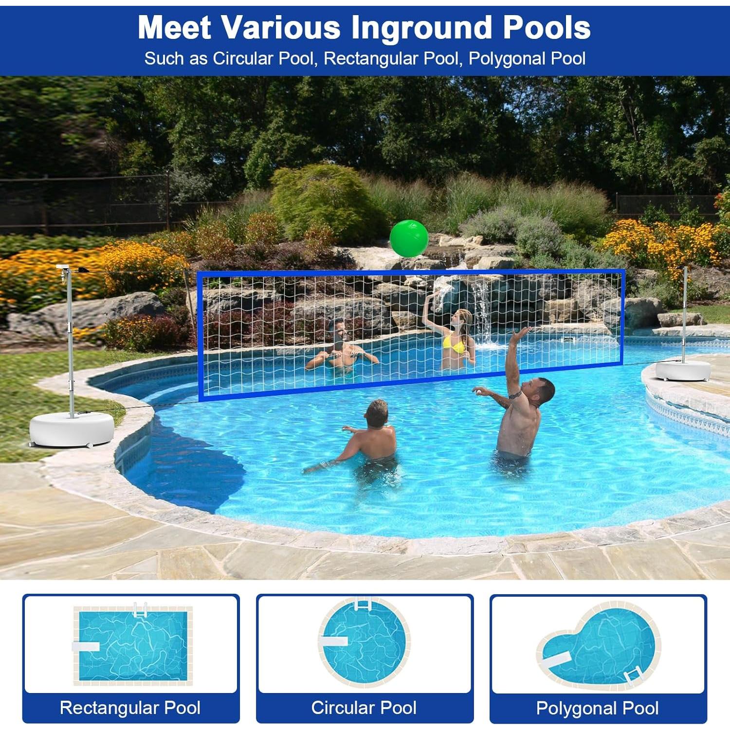 Juego de Red de Voleibol de Piscina Solar con Luces LED 4.57m-9.75m