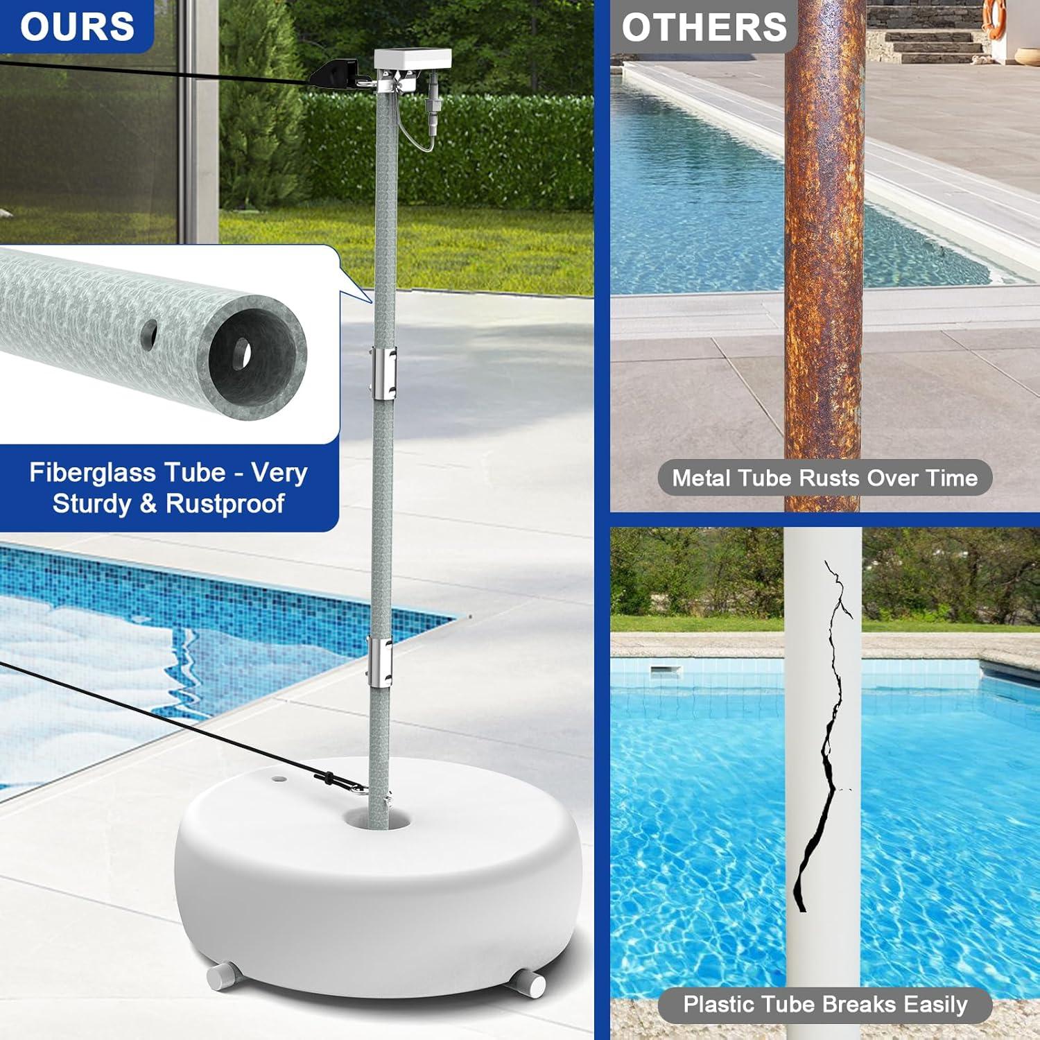 Juego de Red de Voleibol de Piscina Solar con Luces LED 4.57m-9.75m