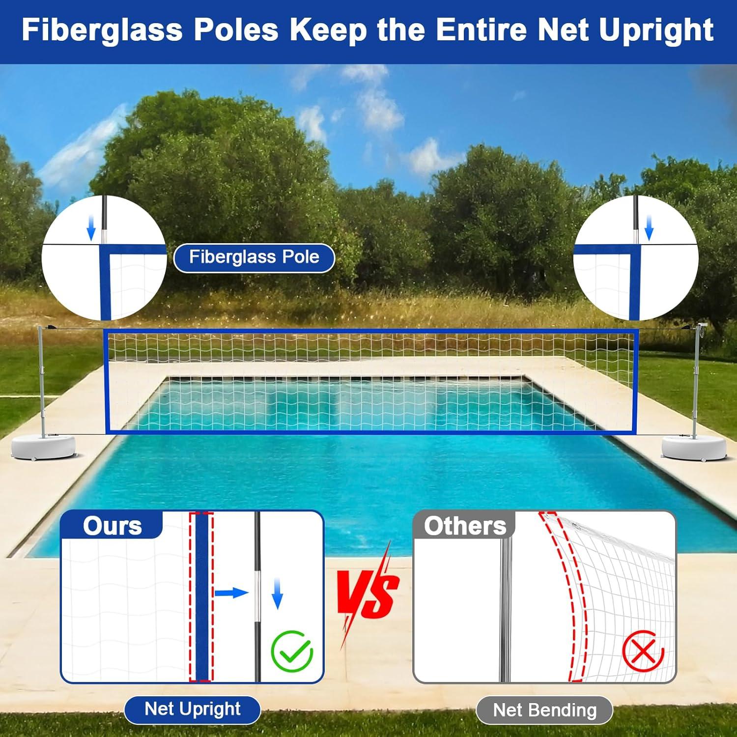 Juego de Red de Voleibol de Piscina Solar con Luces LED 4.57m-9.75m