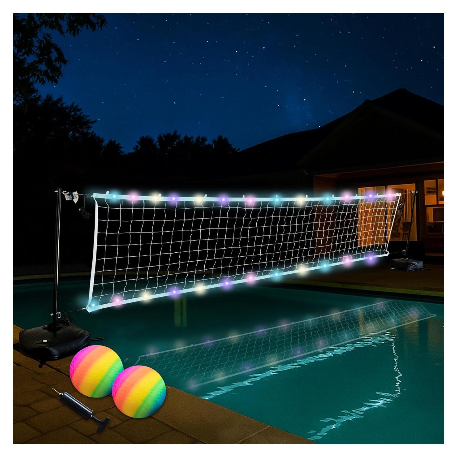 Juego de Red de Voleibol Acuático JstFrU con Luces LED 4.57m