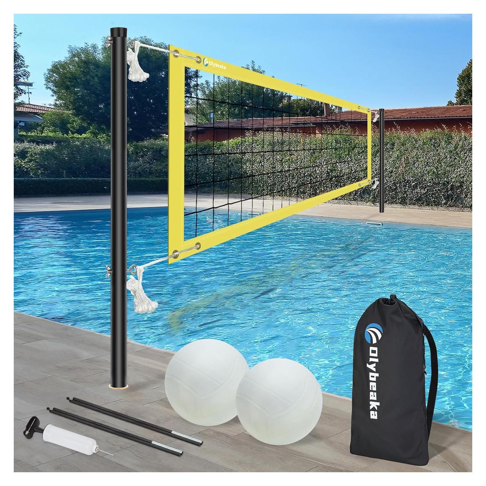 Juego de Voleibol de Piscina Olybeaka con Red Ajustable y 2 Pelotas