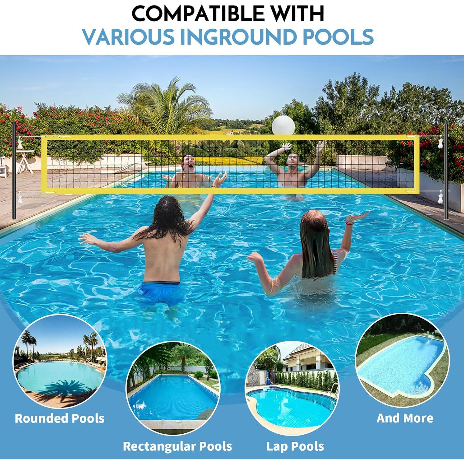 Conjunto de Red de Voleibol de Piscina Olybeaka Ajustable 4.57-7.92m