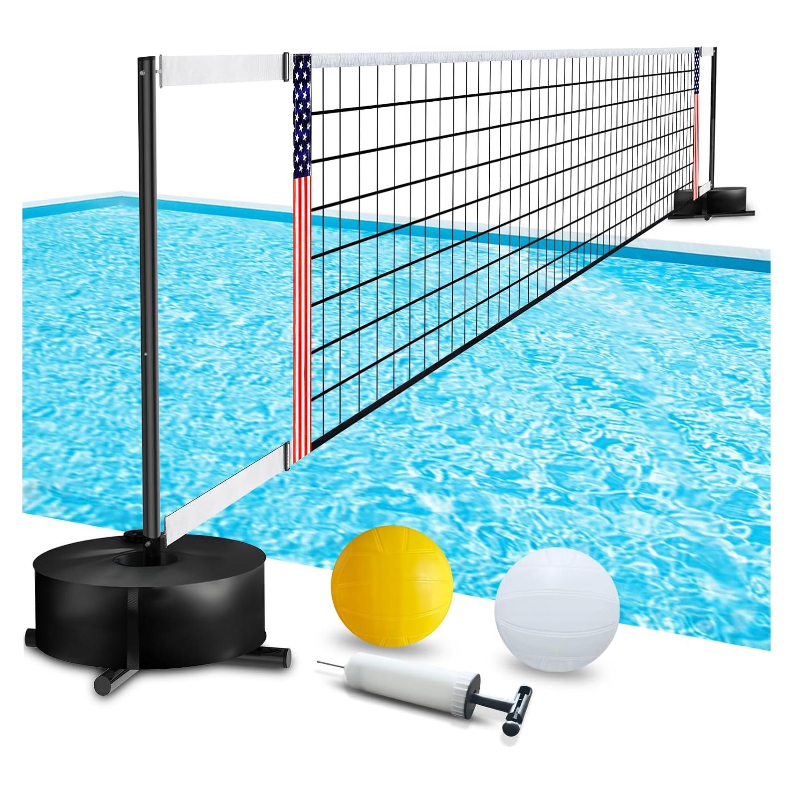 Red de Voleibol de Piscina Ajustable xxexx 5.03-8.08m con 2 Voleiboles