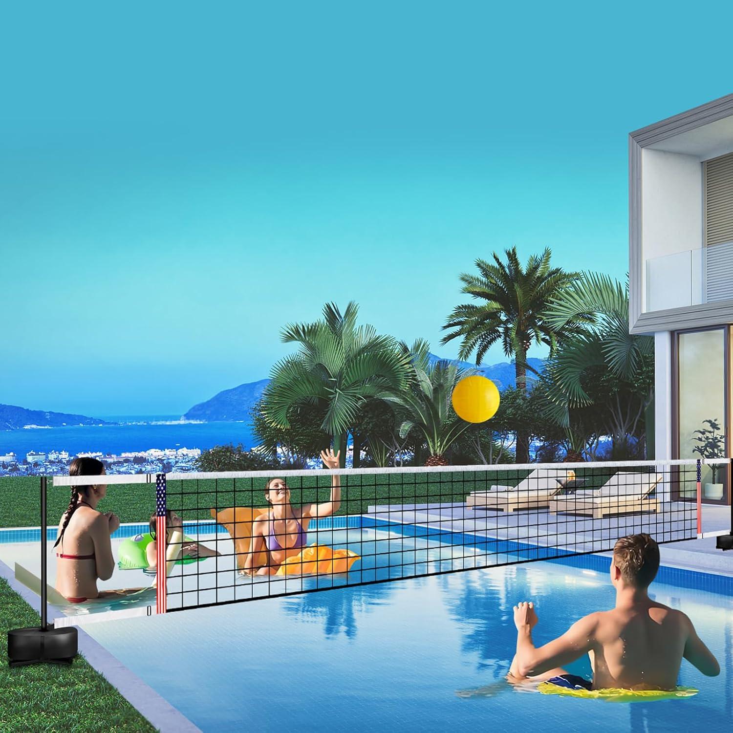 Red de Voleibol de Piscina Ajustable xxexx 5.03-8.08m con 2 Voleiboles