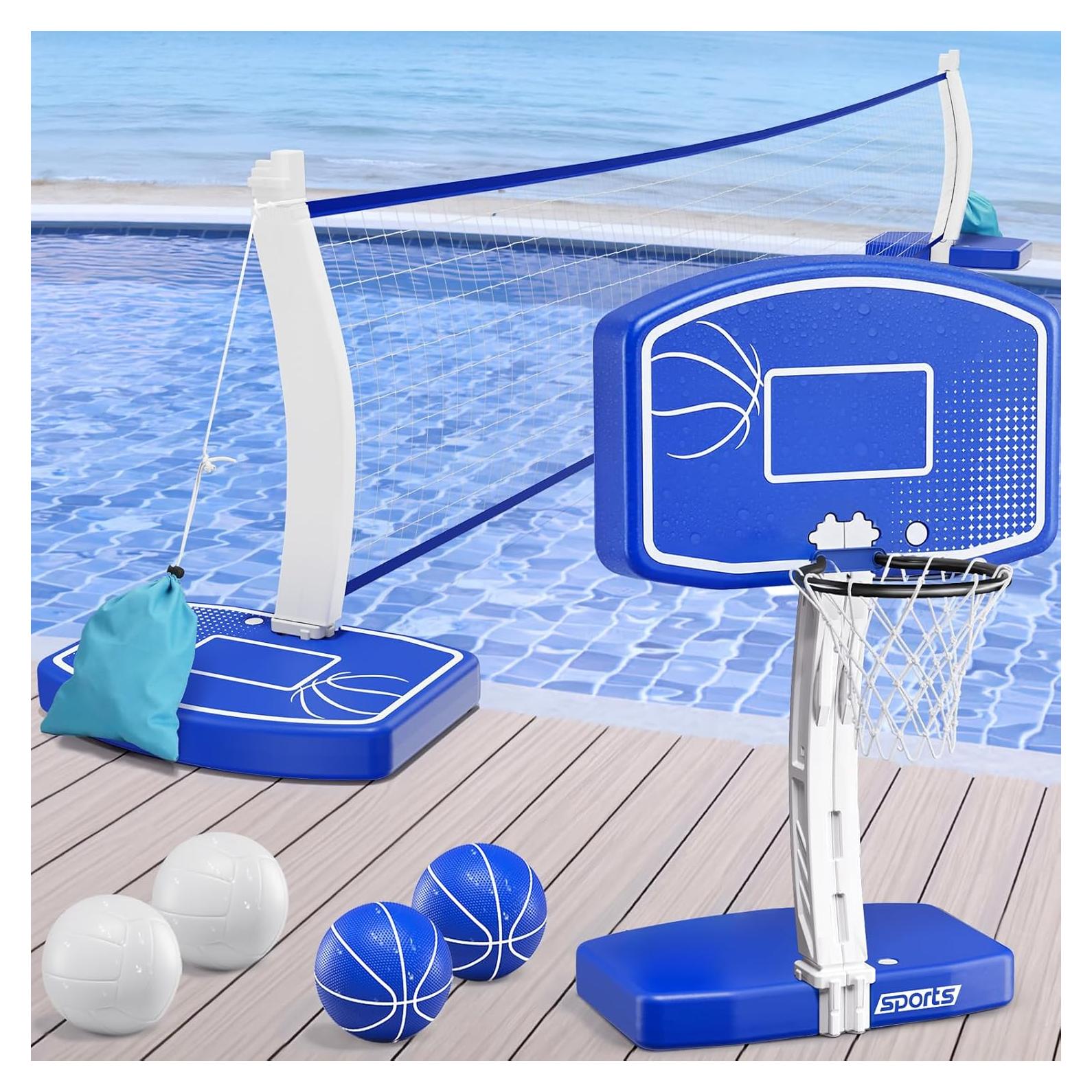 Juego 2-en-1 de Baloncesto y Voleibol HYES para Piscina