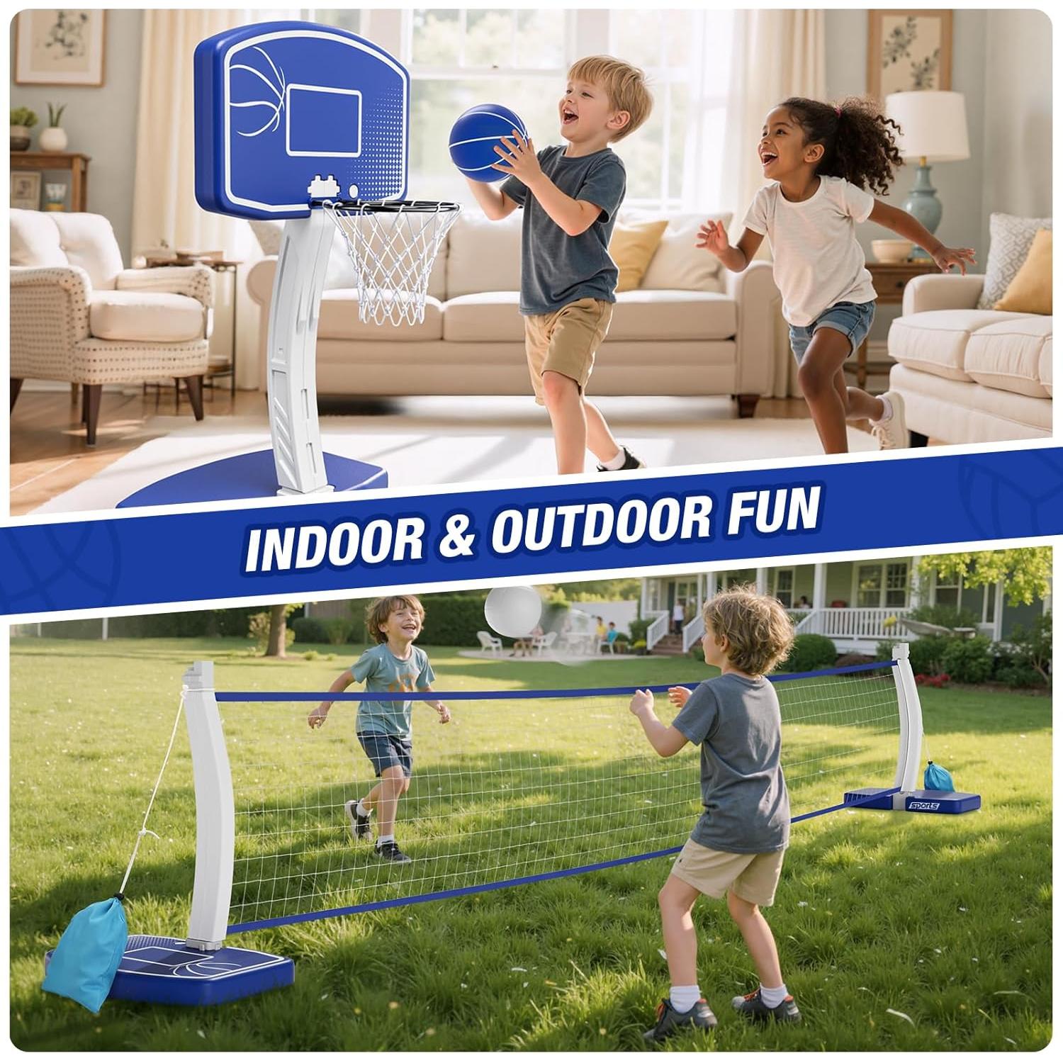 Juego 2-en-1 de Baloncesto y Voleibol HYES para Piscina