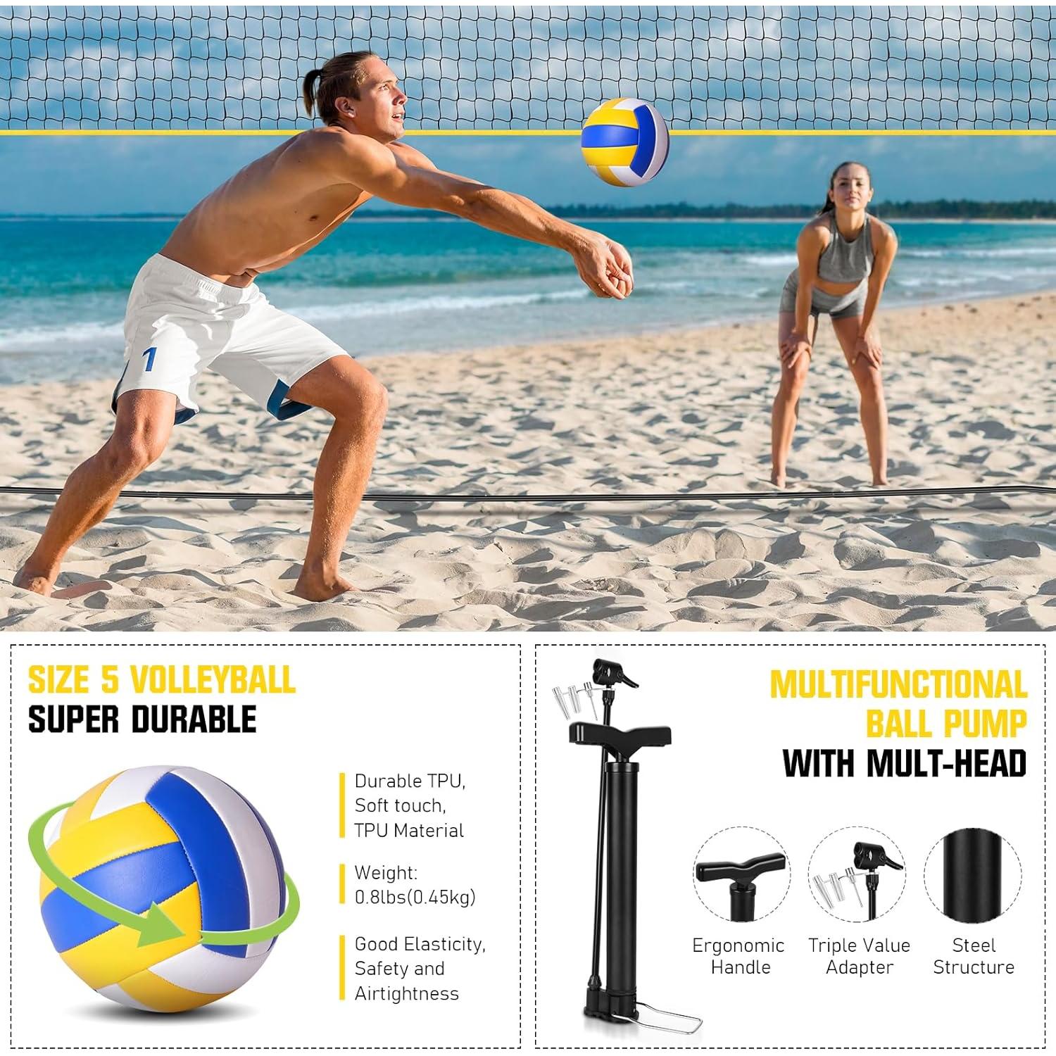 Red de Voleibol Portátil KJSUE 3.66m con Voleibol y Accesorios