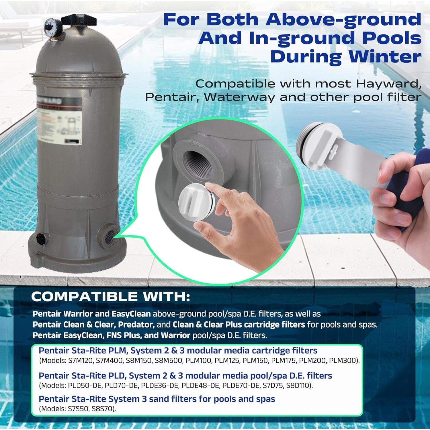 Kit 2 Tapones de Piscina 1.5" + Llave de Extracción Vizava