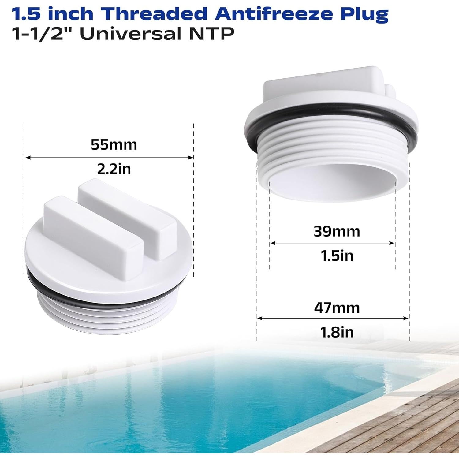 Kit 2 Tapones de Piscina 1.5" + Llave de Extracción Vizava
