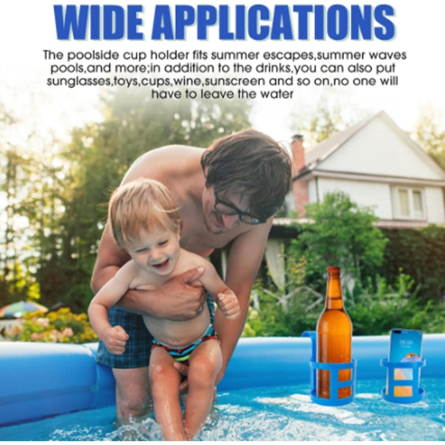 Soporte para vasos de piscina WMM - Paquete de 4 - Azul