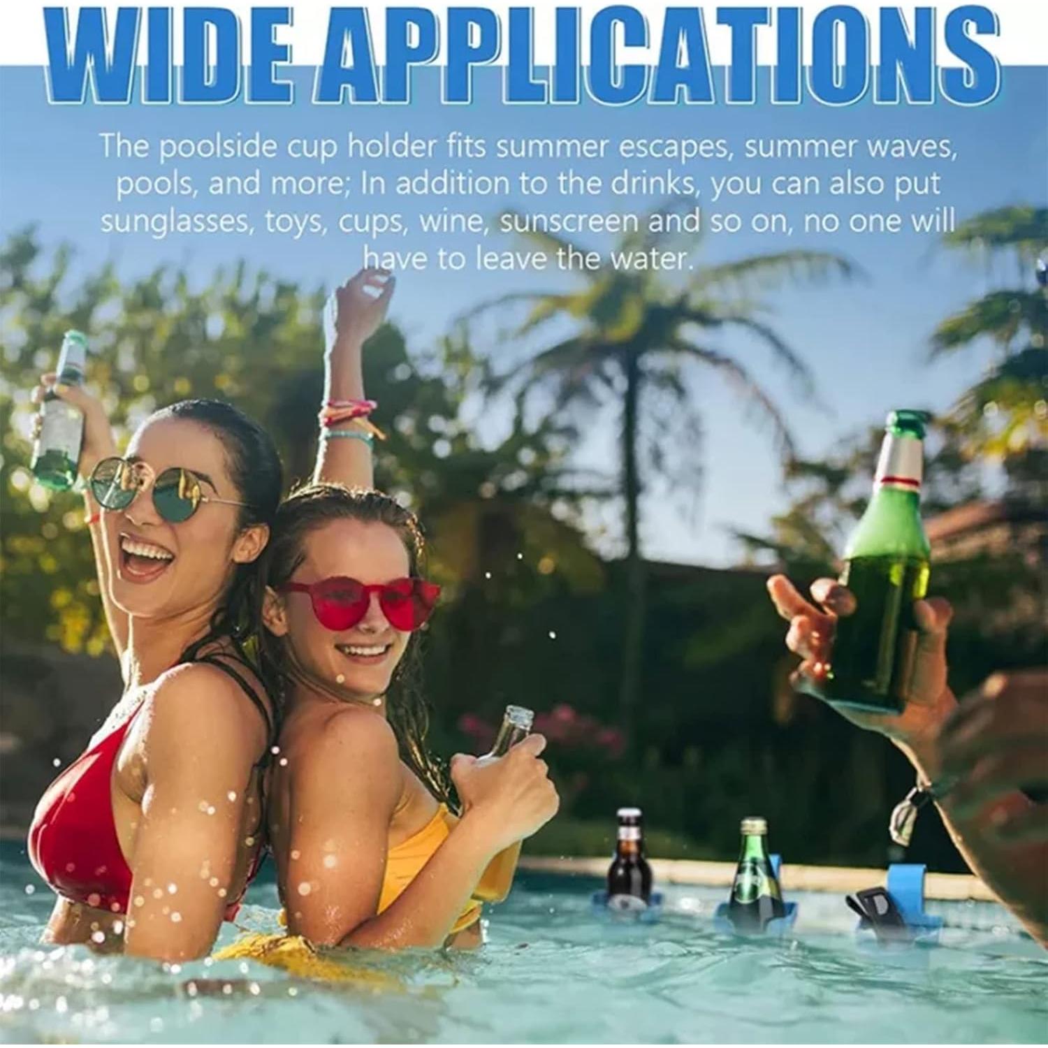 Soporte para vasos de piscina WMM - Paquete de 4 - Azul