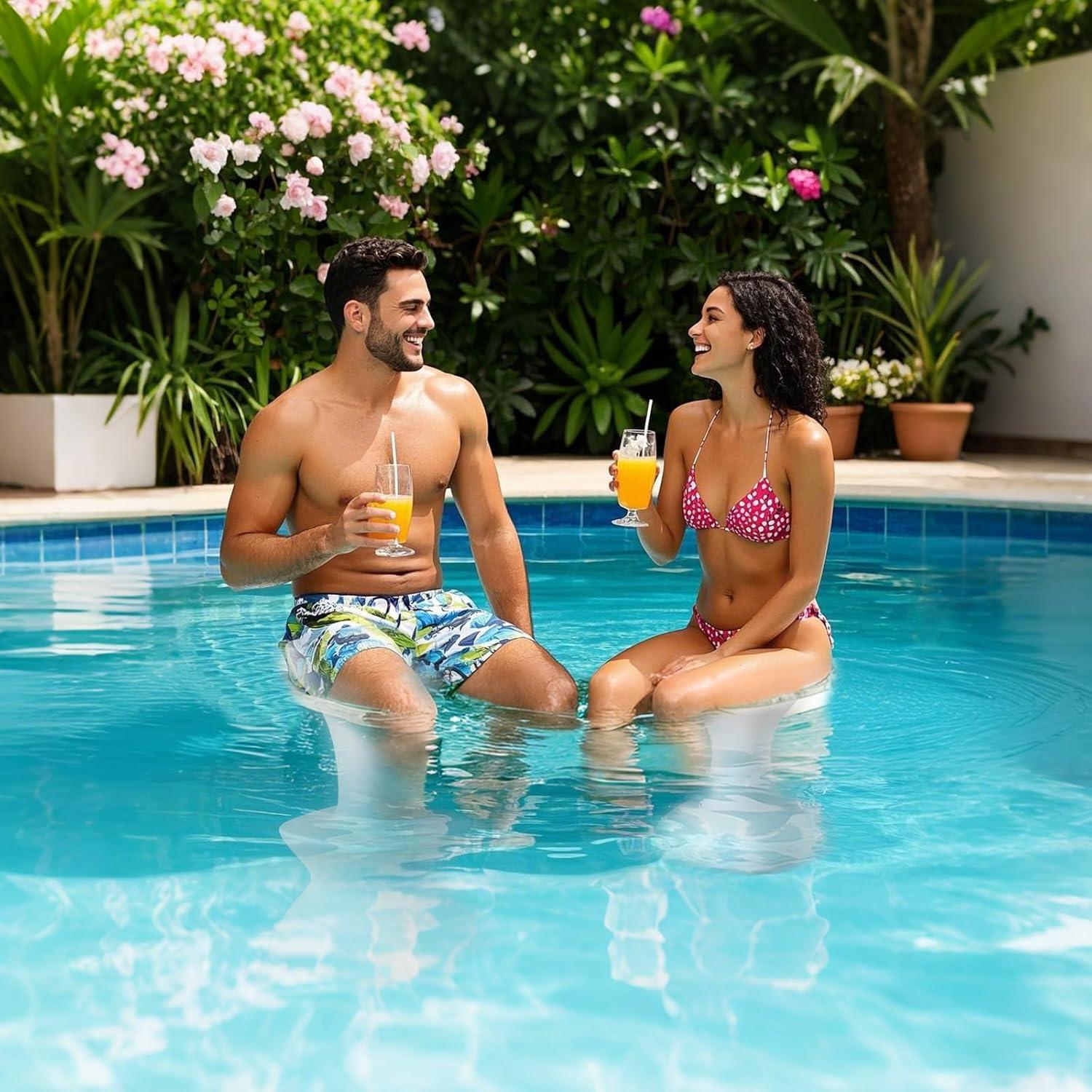 Taburete de piscina OceanaFlow 24" pre-pesado blanco