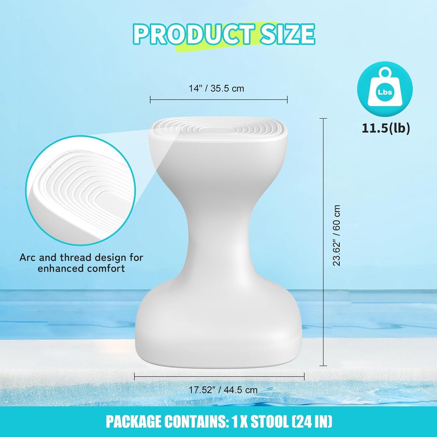 Taburete de piscina OceanaFlow 24" pre-pesado blanco