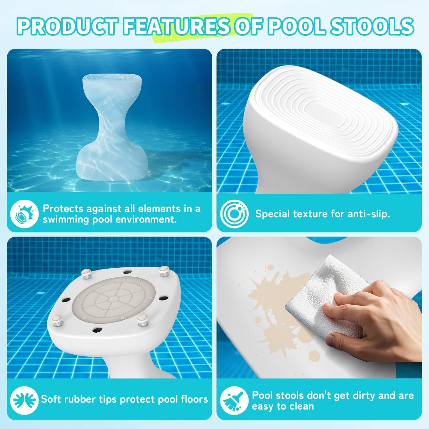 Taburete de piscina OceanaFlow 24" pre-pesado blanco