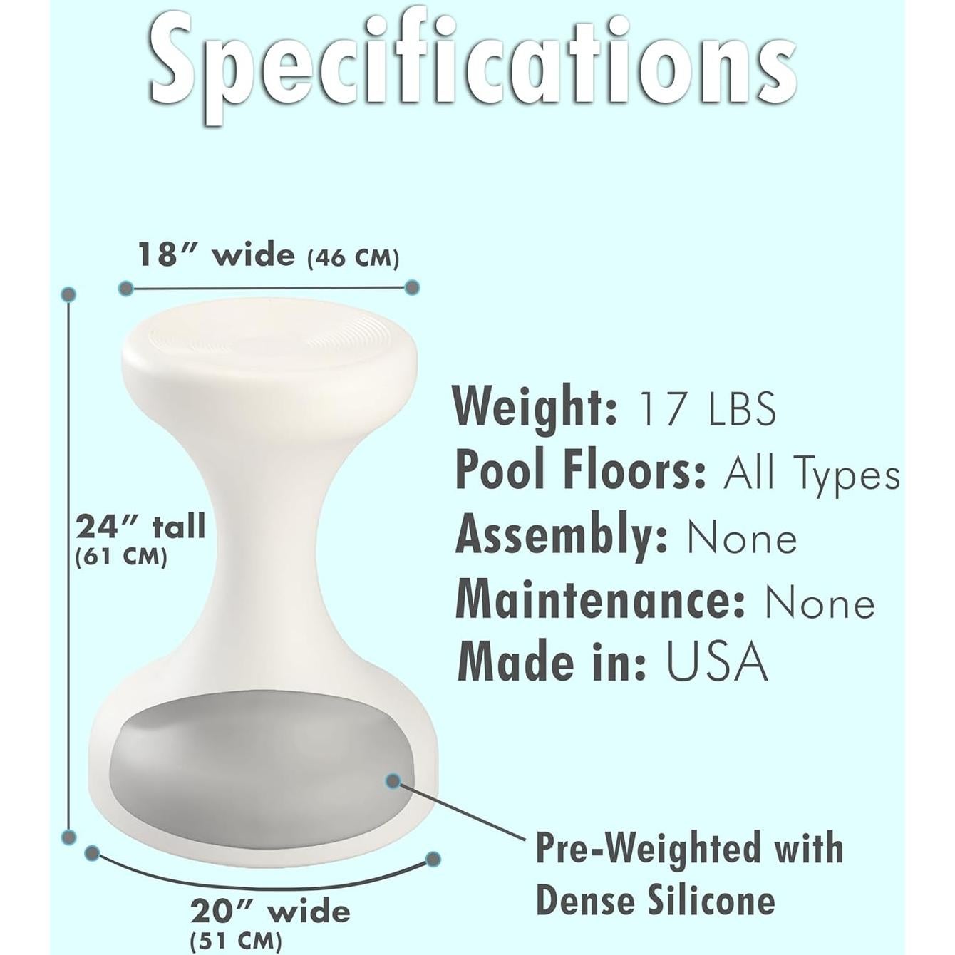 Taburete de piscina sumergible DUNNRITE 61 cm blanco