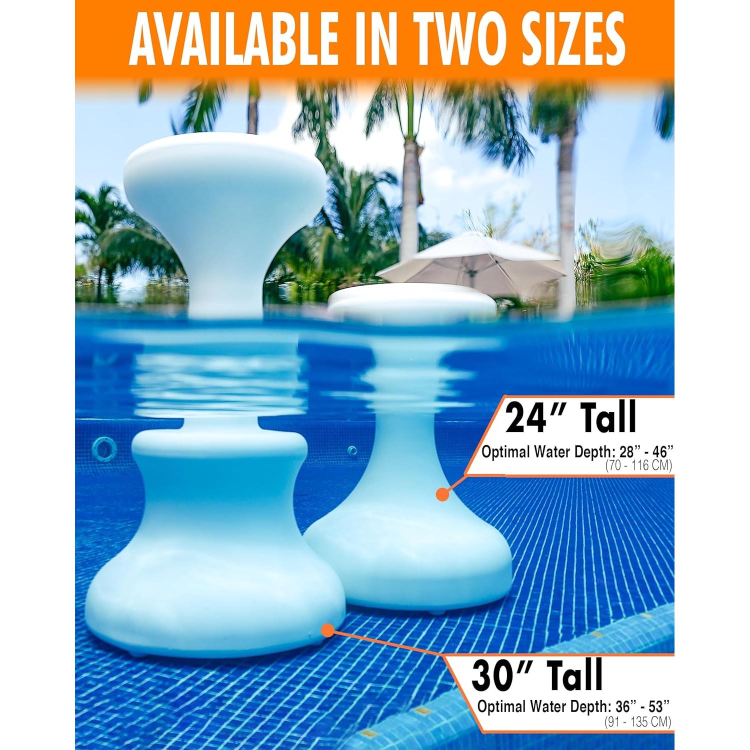 Taburete de piscina sumergible DUNNRITE 61 cm blanco