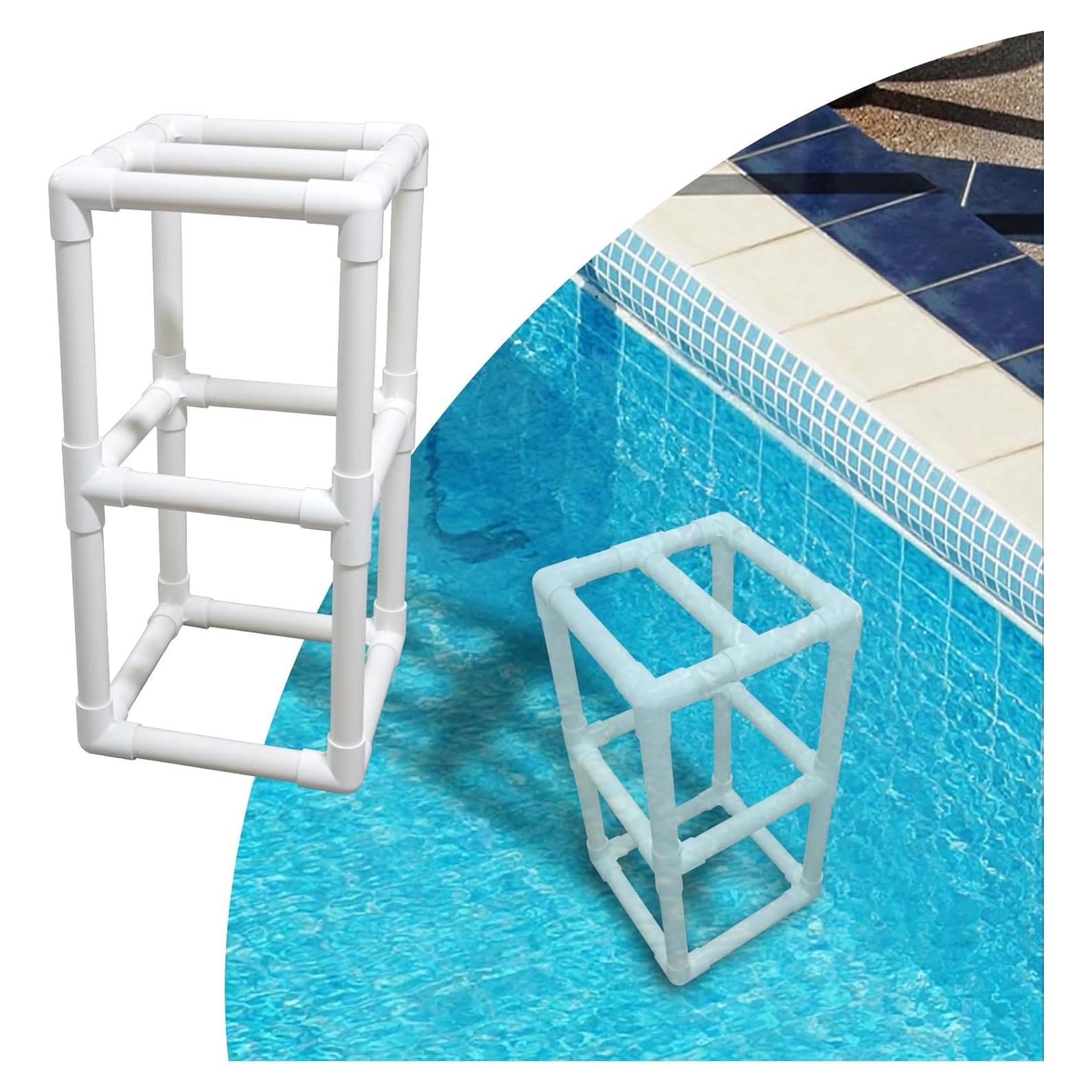 Taburete de piscina WJCJTJL 76.2 cm con reposapiés blanco