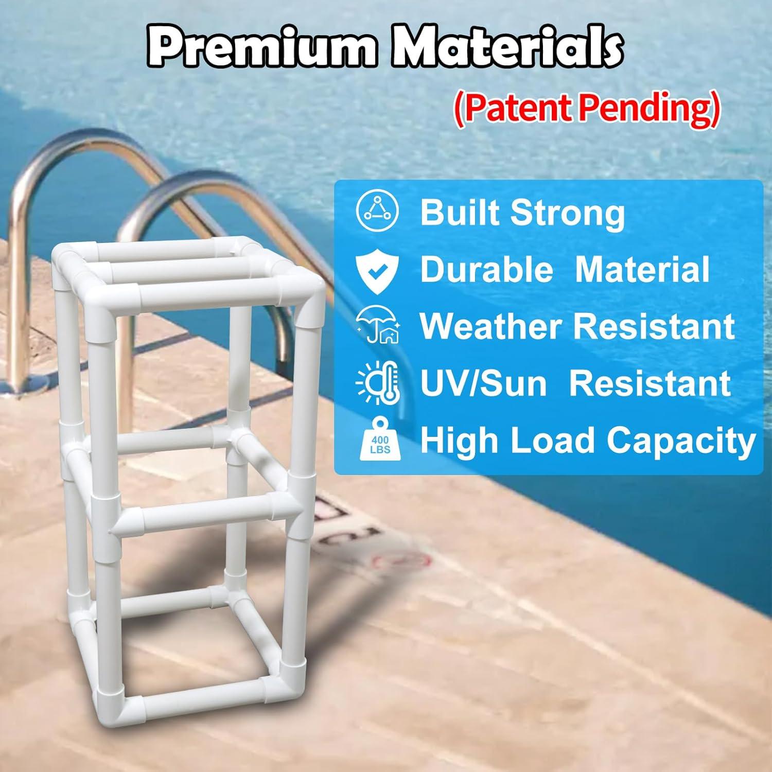 Taburete de piscina WJCJTJL 76.2 cm con reposapiés blanco