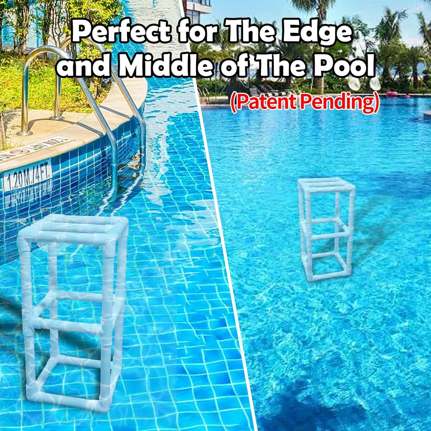 Taburete de piscina WJCJTJL 76.2 cm con reposapiés blanco