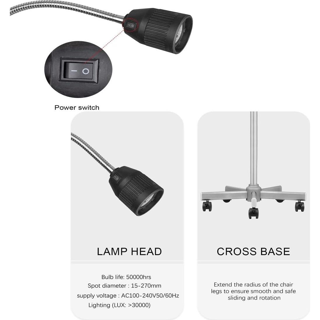 Lámpara de examen médico Global-Dental 35W luz halógena