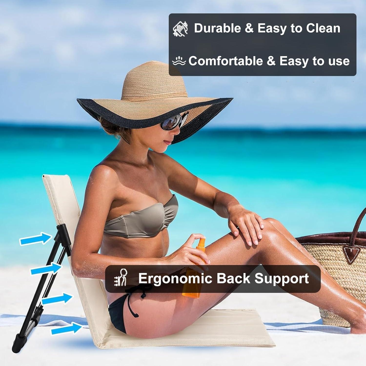 Silla Plegable GFYYBKJ para Piscina y Playa - Beige Claro