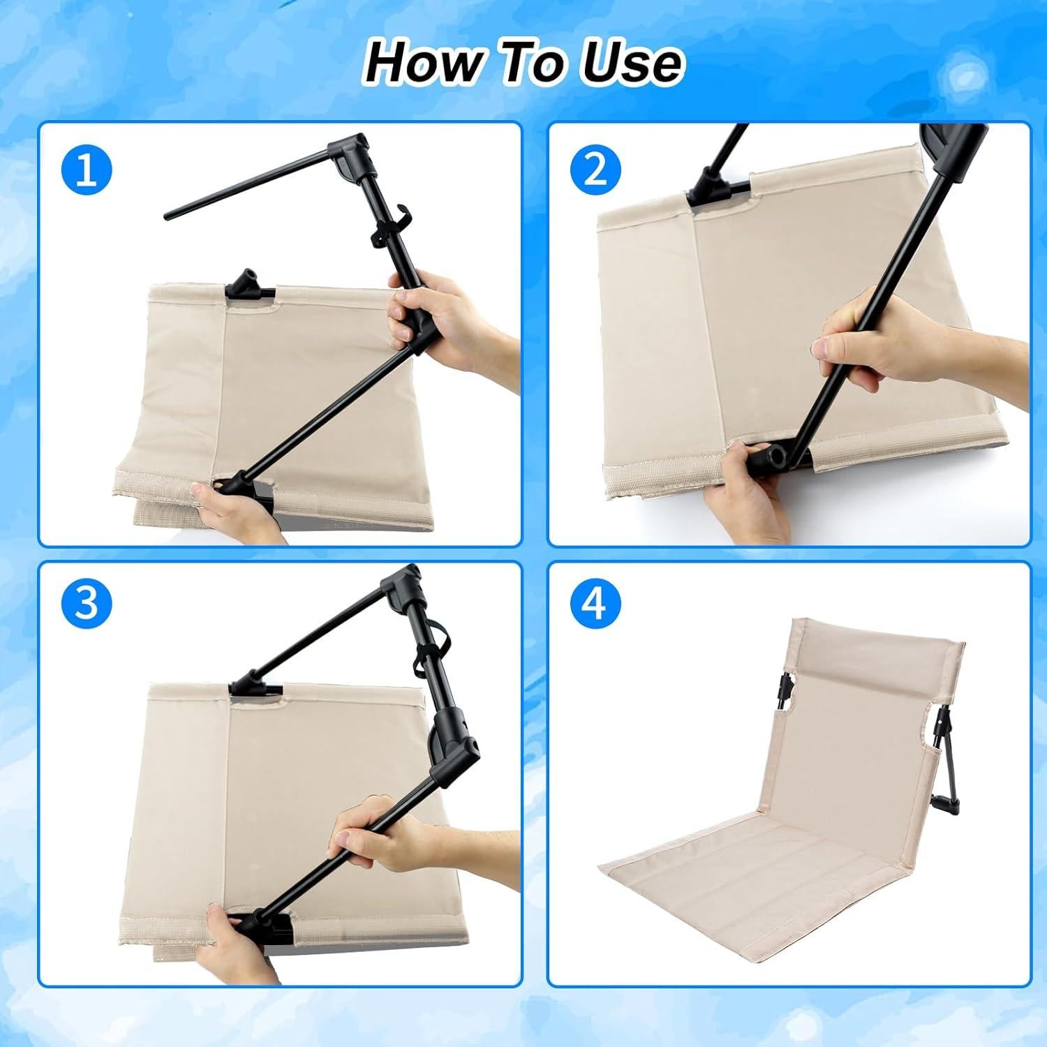 Silla Plegable GFYYBKJ para Piscina y Playa - Beige Claro