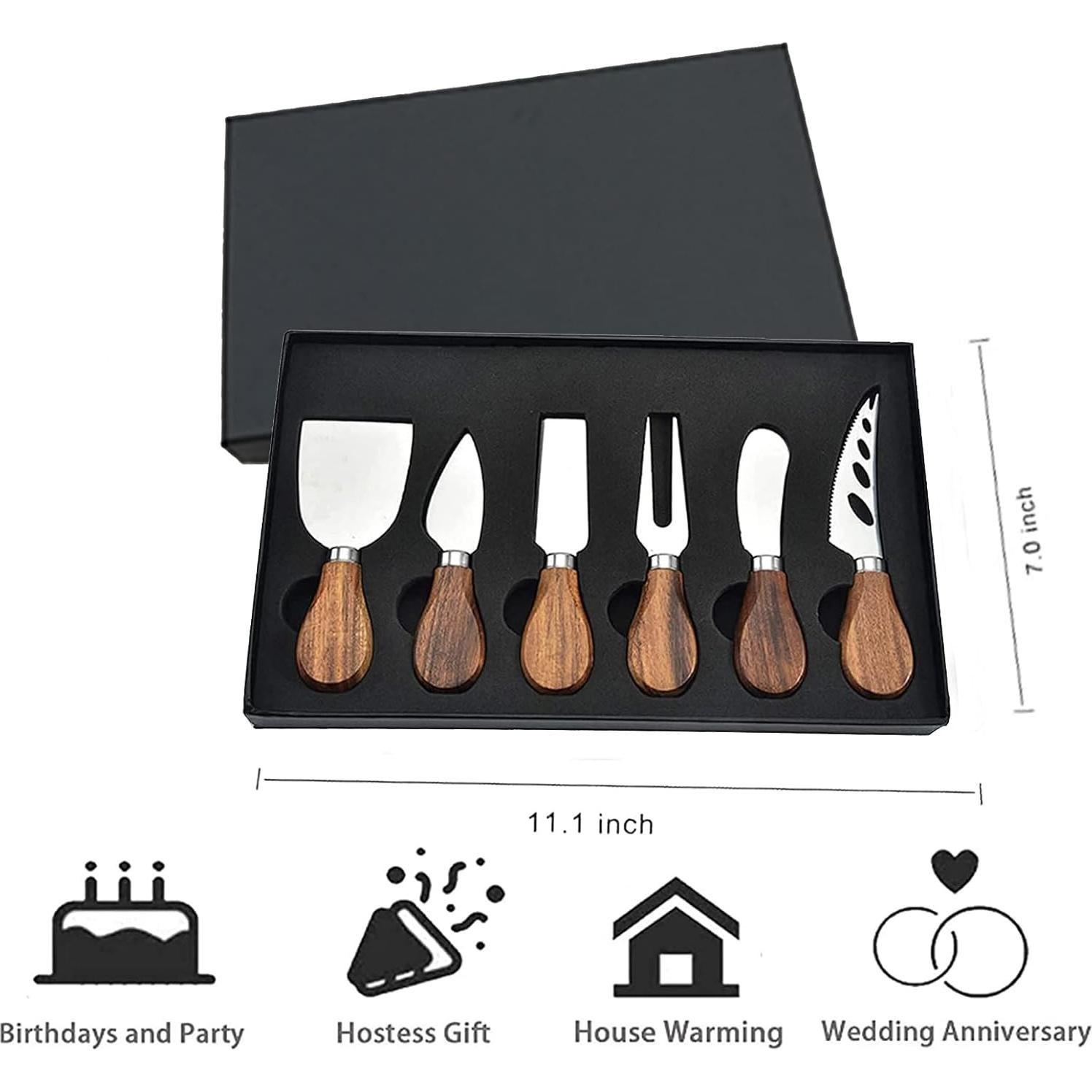 Juego de cuchillos de queso KT-GARY 6 piezas acero inoxidable