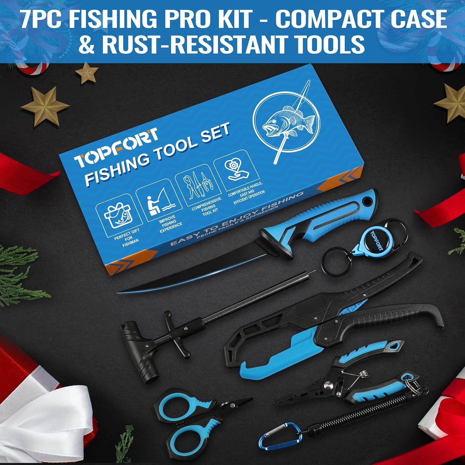 Kit de Herramientas de Pesca TOPFORT 7 Piezas - Accesorios Premium