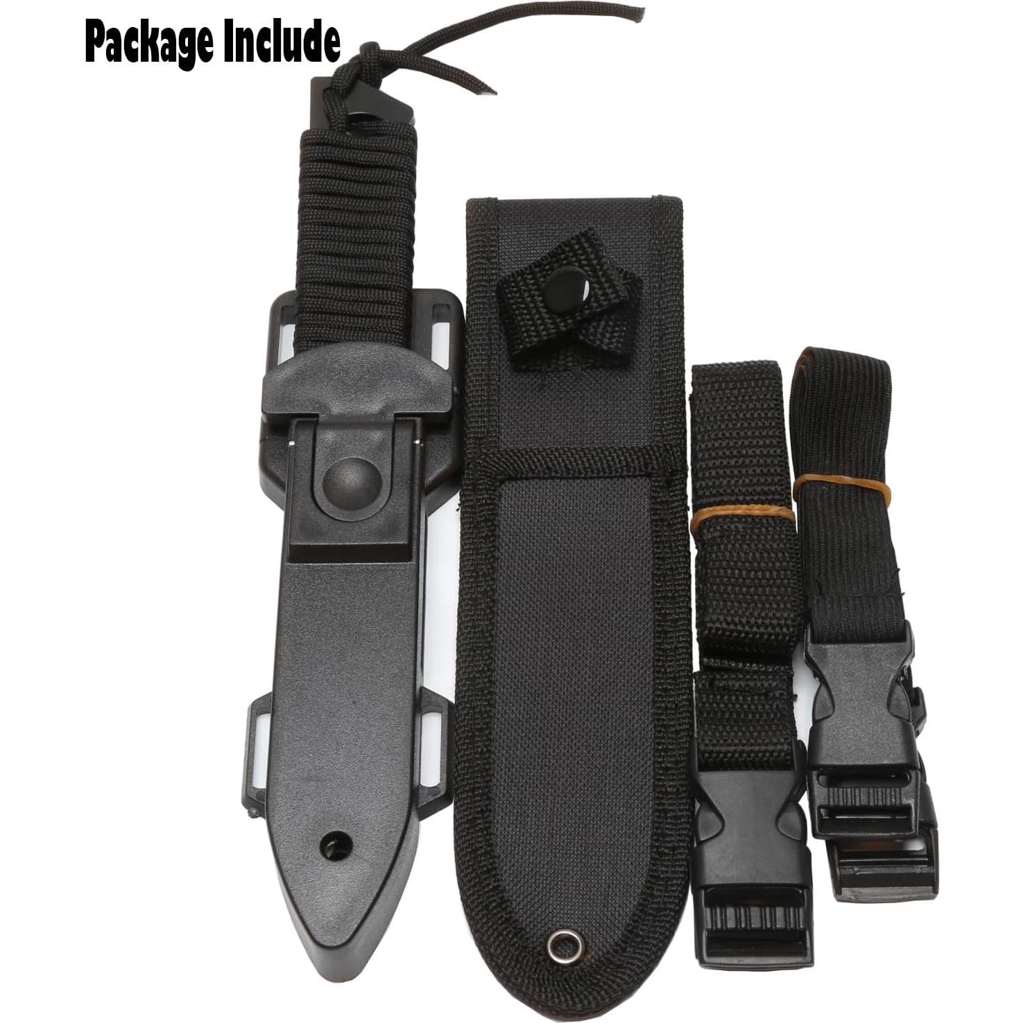 Cuchillo de Buceo BOffer Negro 24 cm con 2 Fundas y Correas