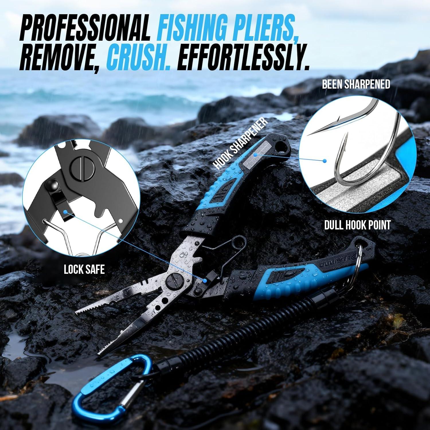 Kit de Herramientas de Pesca PLUSINNO 7 Piezas Resistente al Agua