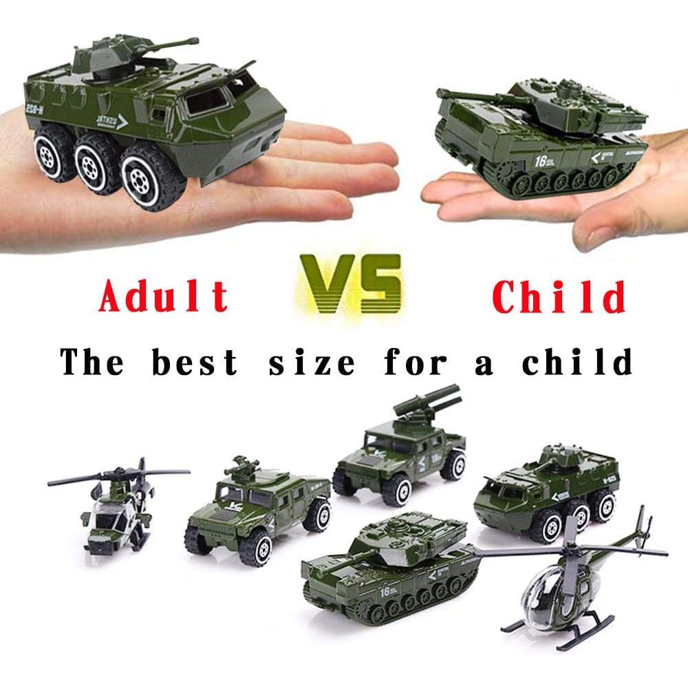 Juego de Vehículos Militares DUNRIOG con 16 Soldados y Tapete