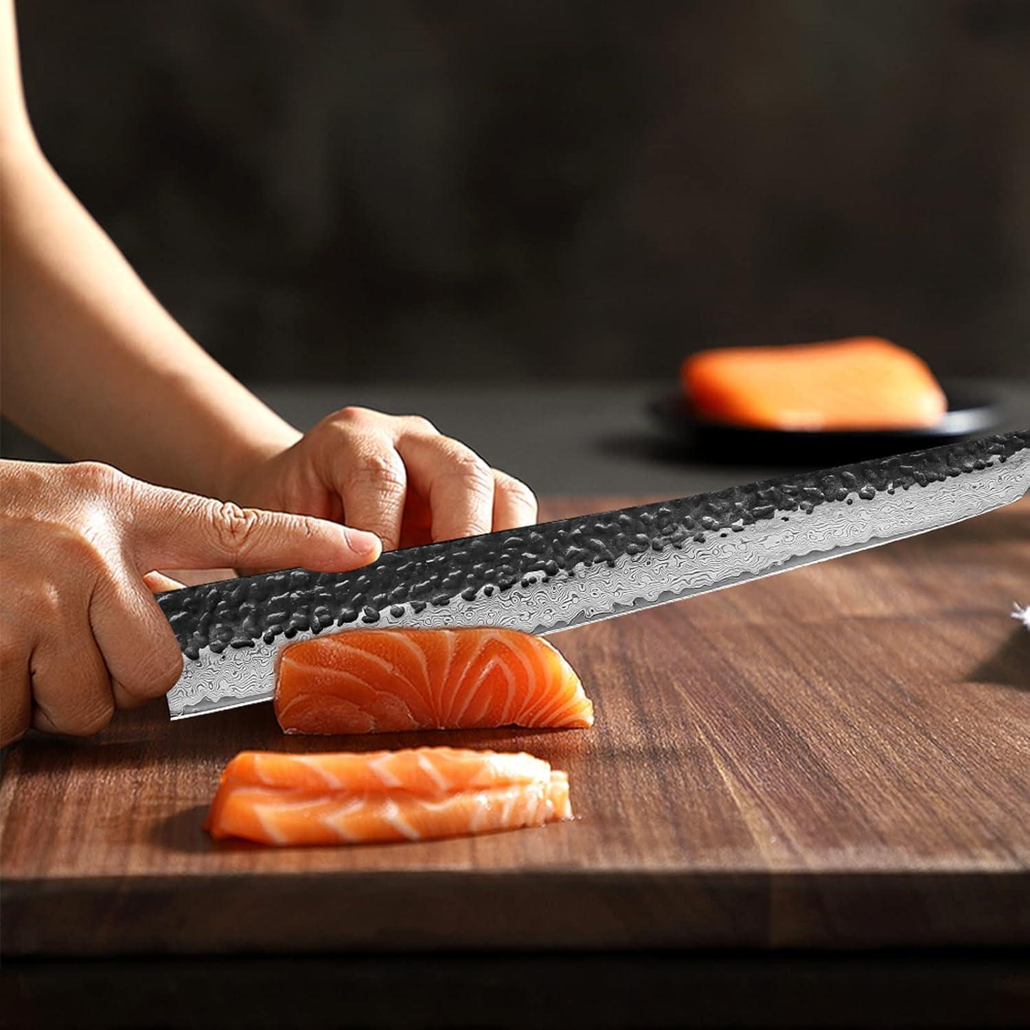 Cuchillo Sashimi TURWHO 26.9 cm Acero Damasco Forjado a Mano