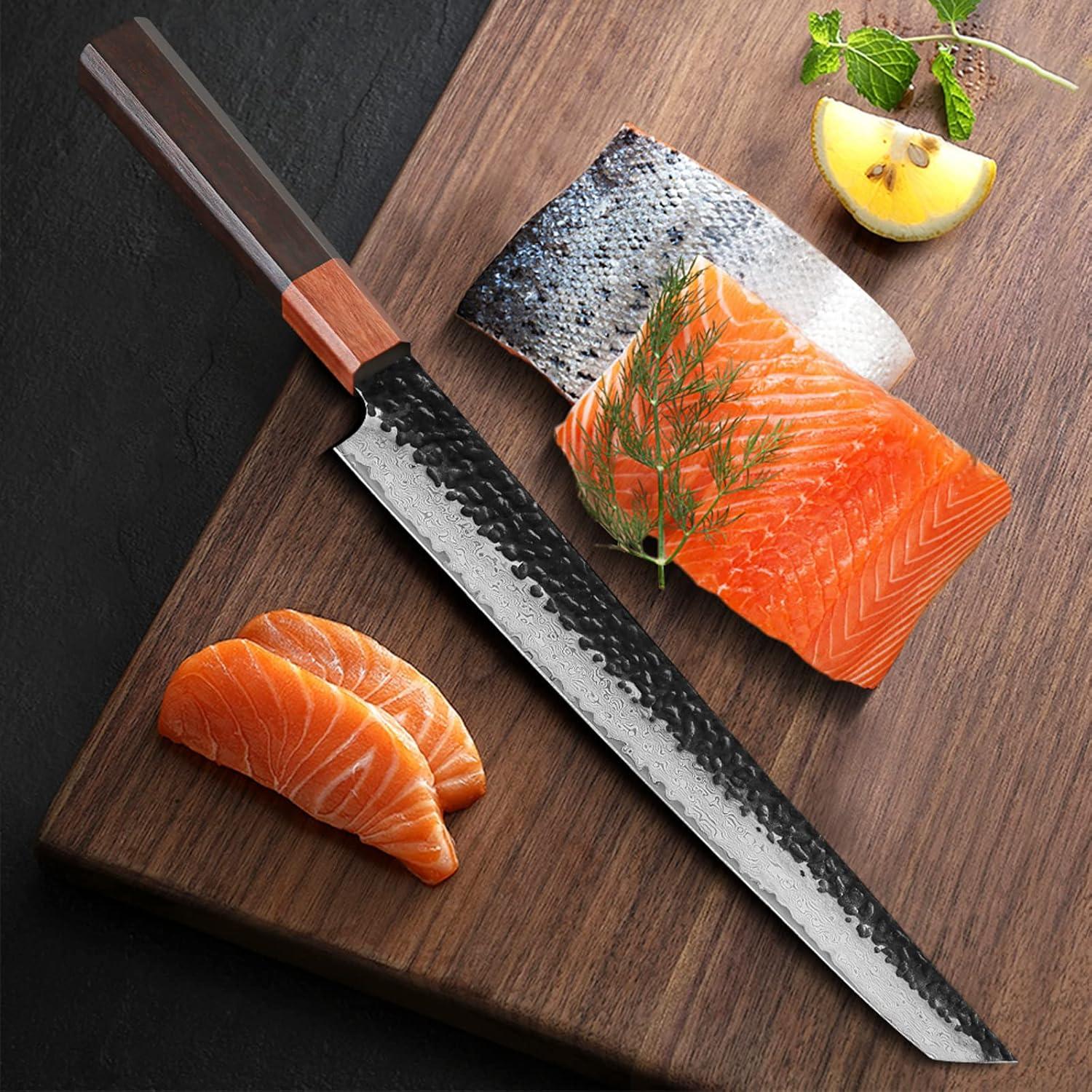 Cuchillo Sashimi TURWHO 26.9 cm Acero Damasco Forjado a Mano