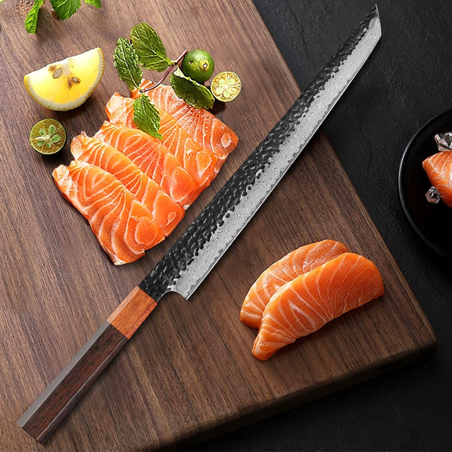 Cuchillo Sashimi TURWHO 26.9 cm Acero Damasco Forjado a Mano
