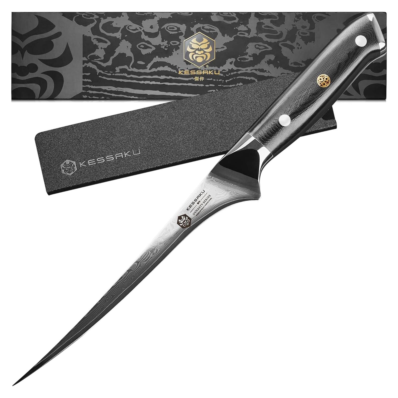 Cuchillo de Filete KESSAKU 17.78 cm Damasco AUS-10V Forjado