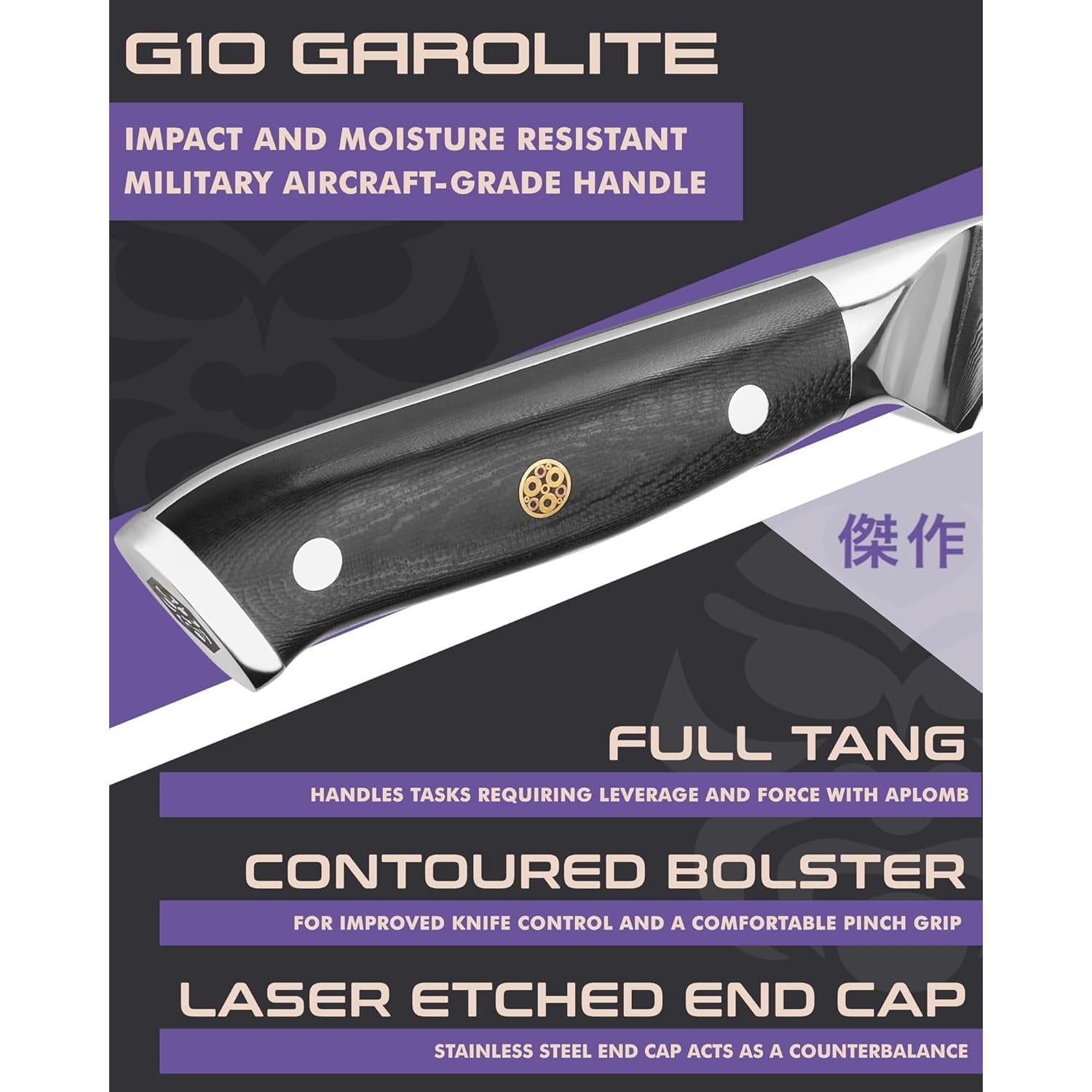 Cuchillo de Filete KESSAKU 17.78 cm Damasco AUS-10V Forjado