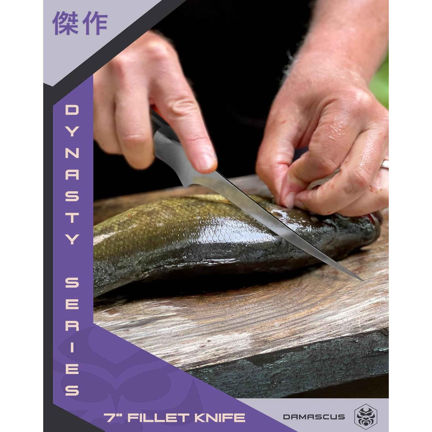 Cuchillo de Filete KESSAKU 17.78 cm Damasco AUS-10V Forjado