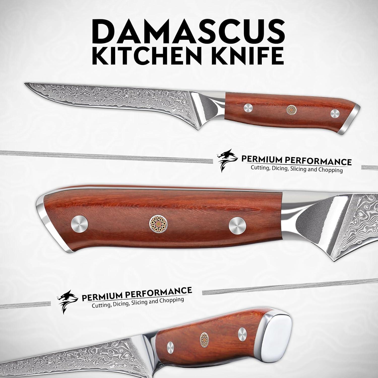 Cuchillo de Deshuesar Damasco Dragón Púrpura 14.2 cm Acero VG10