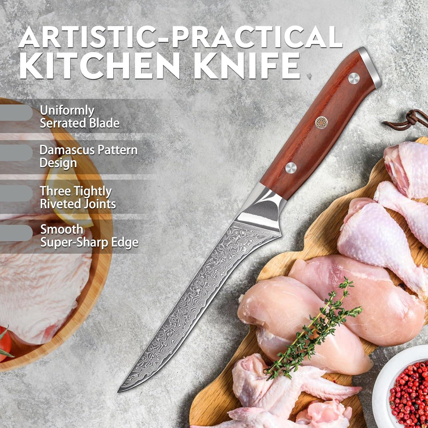 Cuchillo de Deshuesar Damasco Dragón Púrpura 14.2 cm Acero VG10