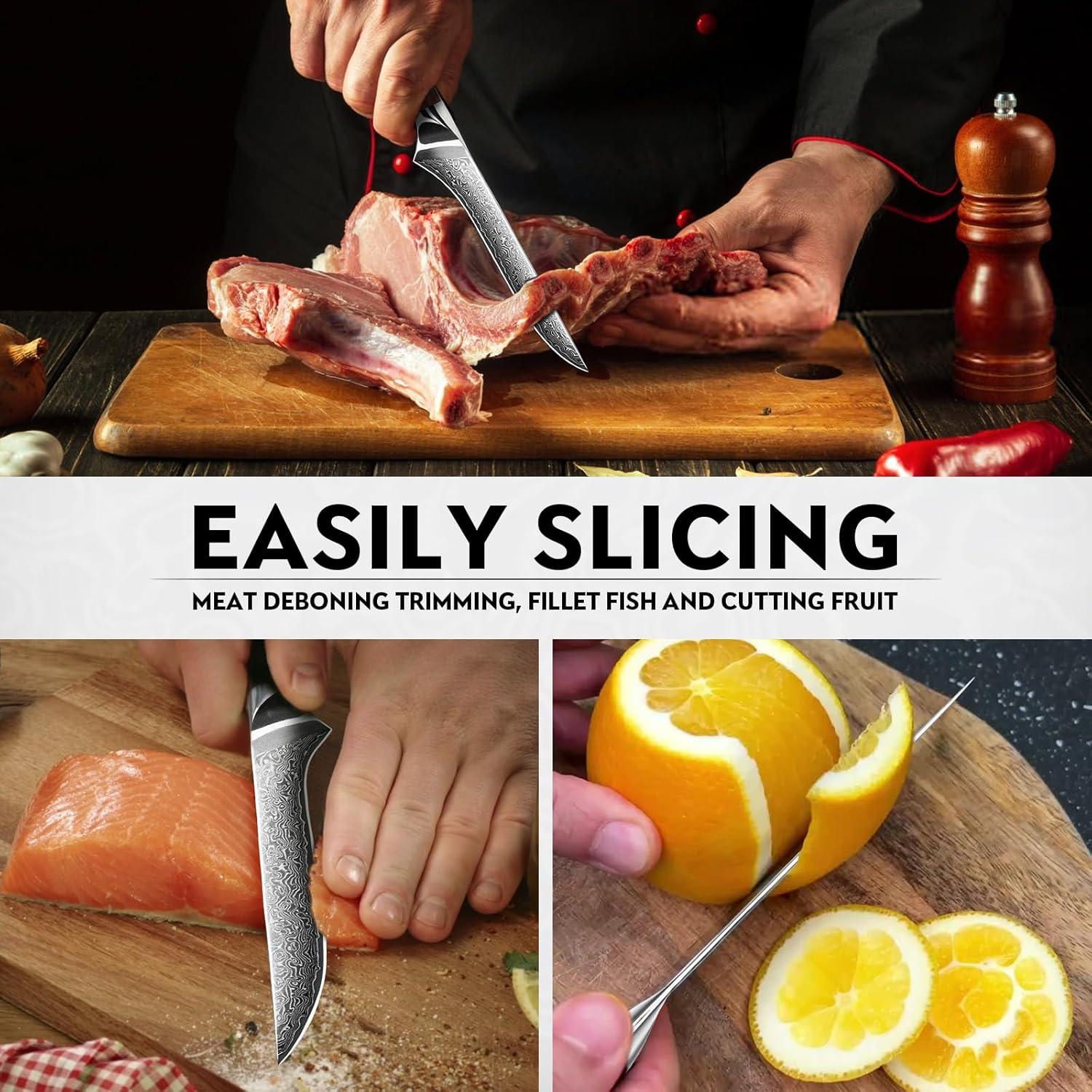 Cuchillo de Deshuesar Damasco Dragón Púrpura 14.2 cm Acero VG10